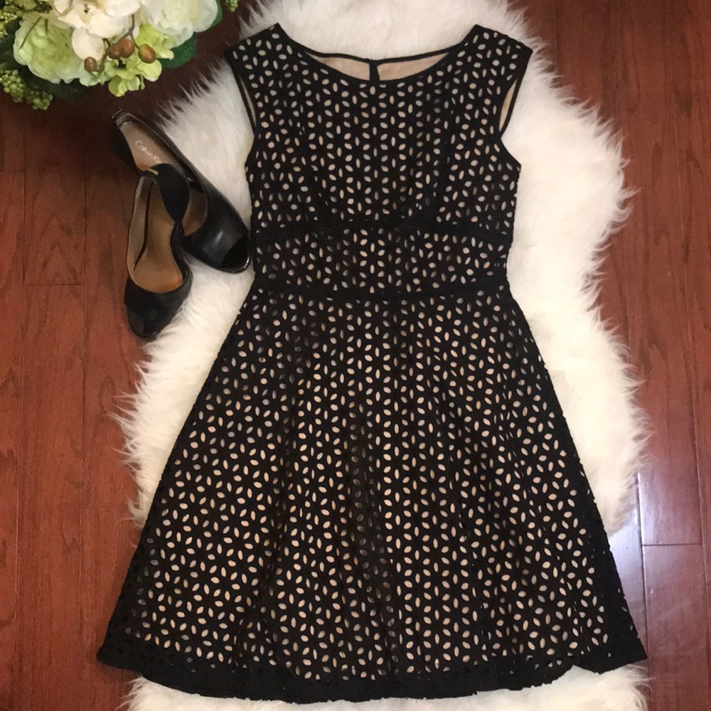 LOFT Eyelet Fit & Flare Sleeveless Dress
